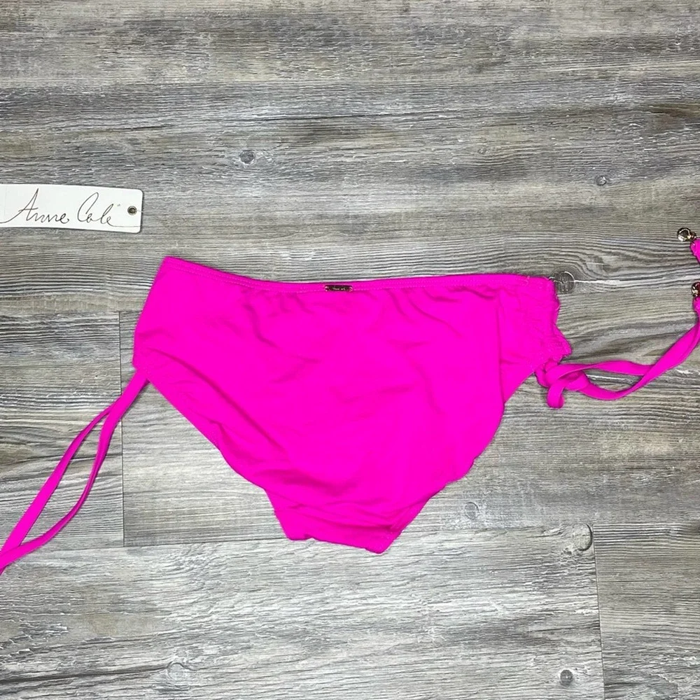 Anne Cole Women's Pink Live in Color Alex Side Tie Bikini Swim Bottoms sz XS